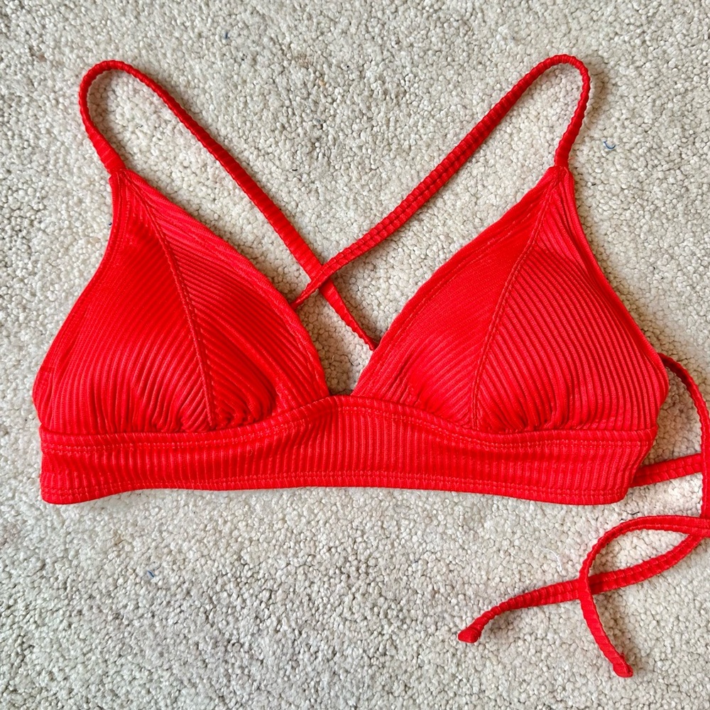 Ribbed Triangle Bikini Top